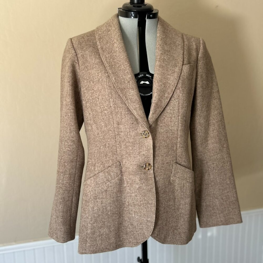 S.B.II by Bitterman 100% Pure Wool Beige Blazer | Vintage 70s Shawl Lapel 13/14
